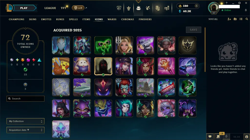 🌎NA 🔥S15 ☢️Platinum 4 🏆75 Champion 🔥19 Skins ❄️ 60k+ BE🔥Honor 5 ✅380 RP🚀instant delivery